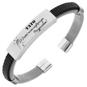 Bransoletka z grawerem dla taty stalowa mesh