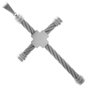 Zawieszka krzyżyk krzyż wisiorek stalowa linka