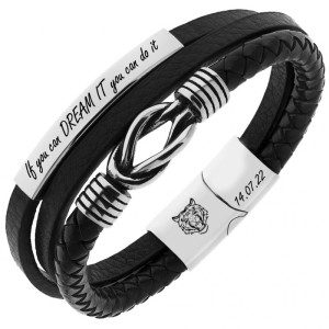 Bransoletka skórzana męska z grawerem plecionka