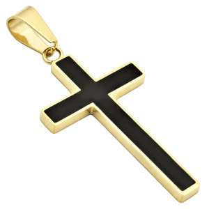 Zawieszka męska w kształcie krzyża pozłacana stal chirurgiczna