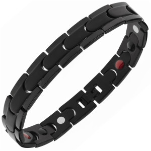 Bransoletka magnetyczna męska czarna stal chirurgiczna