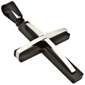 Wisiorek krzyżyk męski ze stali czarny