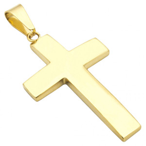 Wisiorek męski w kształcie krzyża pozłacany ze stali chirurgicznej