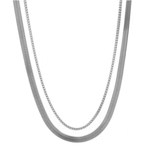 Naszyjnik męski podwójny żmijka kostka srebrny