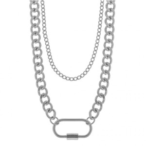 Naszyjnik męski podwójny pancerka srebrny stal 316l