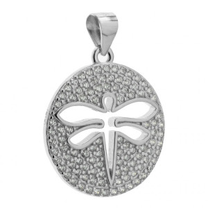 Srebrna zawieszka damska ważka cyrkonie srebro 925