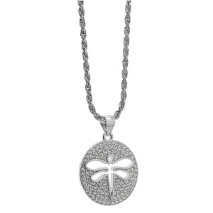 Srebrny naszyjnik damski ważka cyrkonie srebro 925