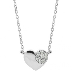 Srebrny naszyjnik damski serce cyrkonie srebro 925