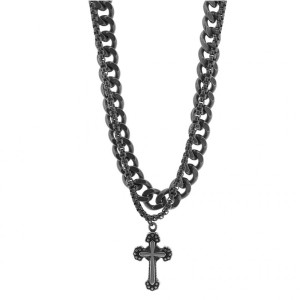 Naszyjnik męski podwójny krzyżyk kaskadowy pancerka