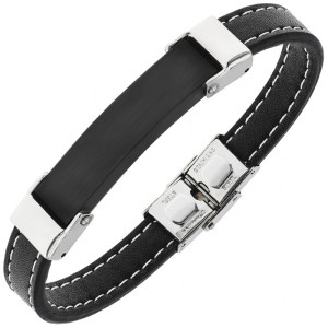 Bransoletka z grawerem męska skórzana blaszka