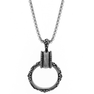 Naszyjnik męski pierścień koło podwójny stal 316l