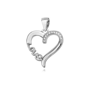 Srebrna zawieszka damska 925 serce cyrkonie love