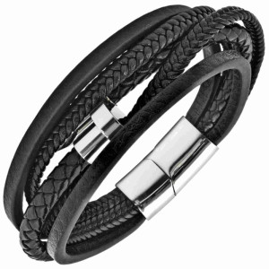 Bransoletka skórzana męska plecionka z gwoździem