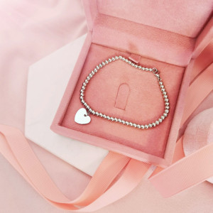 Bransoletka damska koraliki serce stal chirurgiczna