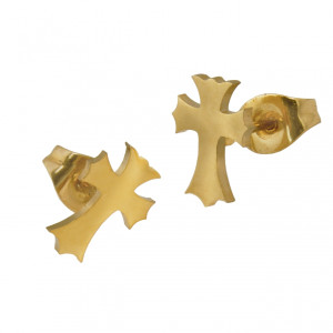 Kolczyki krzyż ze stali chirurgicznej pozłacane
