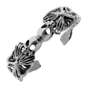 Bransoletka męska bangla zdobiona czaszki stal 316l