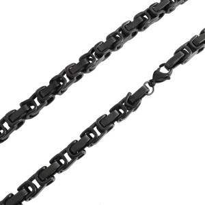 Masywny łańcuszek męski splot królewski czarny