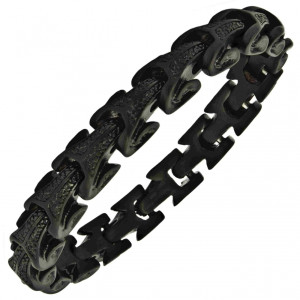 Czarna męska masywna bransoletka łańcuchowa