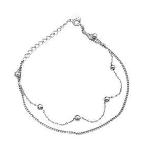 Bransoletka damska kulki ankier podwójna srebro 925