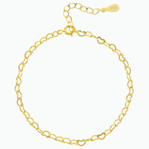 Bransoletka srebrna 925 pozłacana damska serduszka