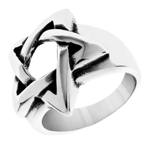 Sygnet męski pierścień pentagram gwiazda stal 316l