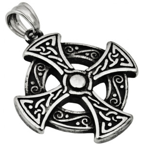 Męska zdobiona zawieszka okrągły krzyż celtycki