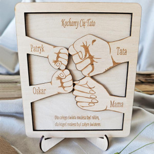 Ramka dla taty 3d drewniana obrazek 4 dłonie grawer