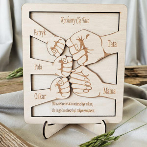 Ramka dla taty 3d drewniana obrazek 5 dłoni grawer