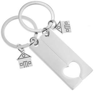 Brelok do kluczy z grawerem para dom serce stal 316l