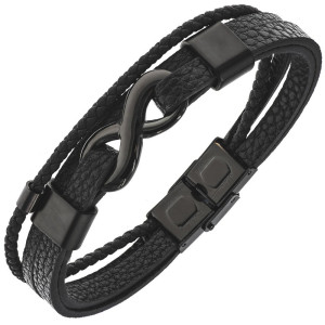 Bransoletka skórzana nieskończoność potrójna czarna