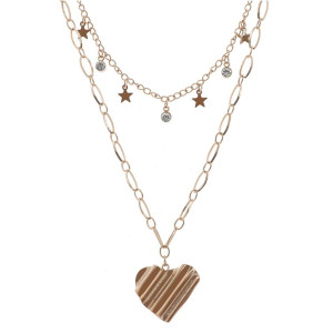 Naszyjnik celebrytka gwiazdki serce rose gold stal