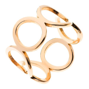 Pierścionek pozłacana stal różowe złoto wycięcia