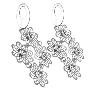 Kolczyki wiszące ażurowe kwiaty cyrkonie