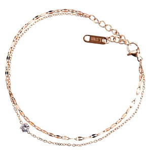 Bransoletka damska łańcuszek rose gold cyrkonia