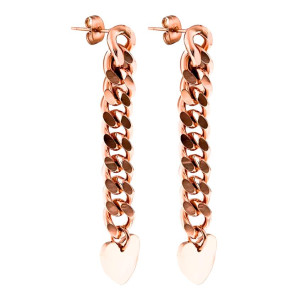 Kolczyki wiszące serce pancerka rose gold