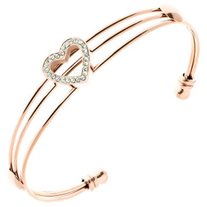 Bransoletka damska serce cyrkonie rose gold