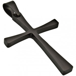 Zawieszka krzyżyk męski czarny ze stali 316l