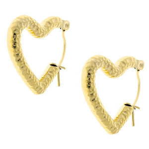 Kolczyki wiszące serca tłoczone pozłacana stal 316l