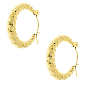 Kolczyki wiszące okrągłe tłoczone pozłacana stal chirurgiczna