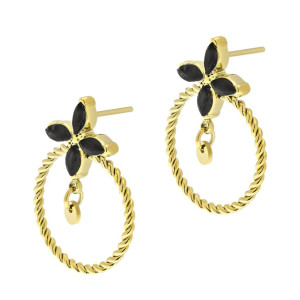 Kolczyki sztyfty pozłacane kwiatki stal 316l