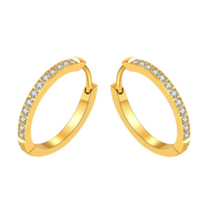 Kolczyki okrągłe kółka cyrkonie stal 316l pozłacane