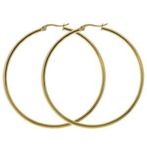 Kolczyki pozłacane koła zatrzaskowe 5,2 cm stal 316l