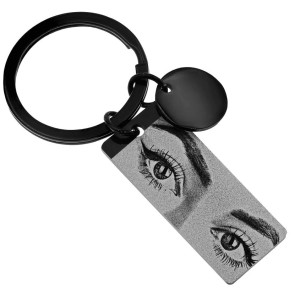 Brelok do kluczy z grawerem oczu czarny stal
