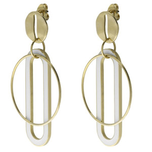 Kolczyki pozłacane wiszące emaliowane stal 316l