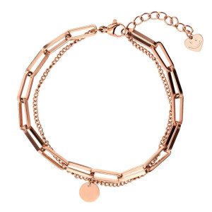 Bransoletka damska blaszka łańcuszki rose gold
