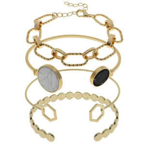 Bransoletki damskie pozłacane zestaw bangla komplet