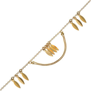 Bransoletka pozłacana na nogę kostkę listki ankier