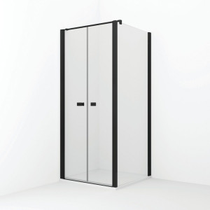 IÖ Forsa FOR210000607+FORT210000607 Kabina prysznicowa narożna, czarny mat 100x100x200 cm