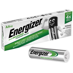 10 x Energizer Power Plus AA HR6 2000mAh Rechargeable Batteries