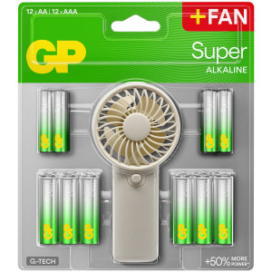 GP Batteries GP Battery Operated Handheld Mini Fan with 12xAA 12xAAA